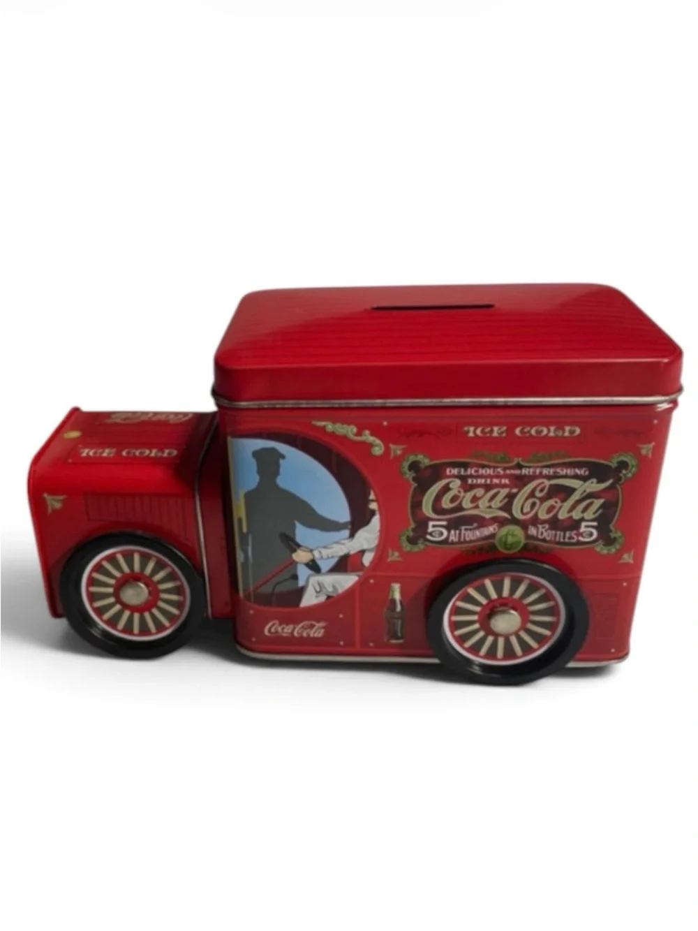 Coca Cola Red Retro Delivery Truck Tin Bank with Classic Logo